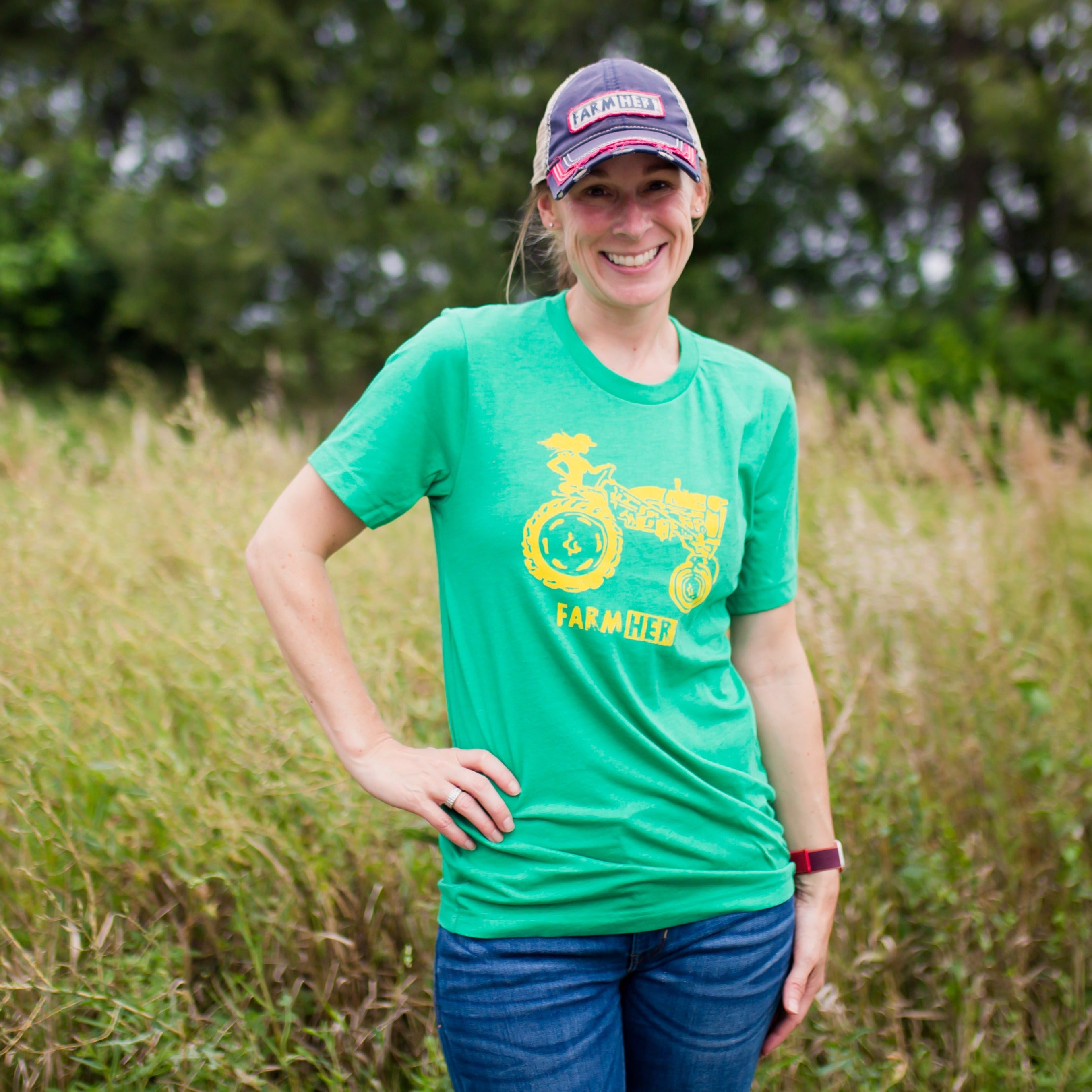 "Tractor Girl" Green FarmHer Graphic Tee
