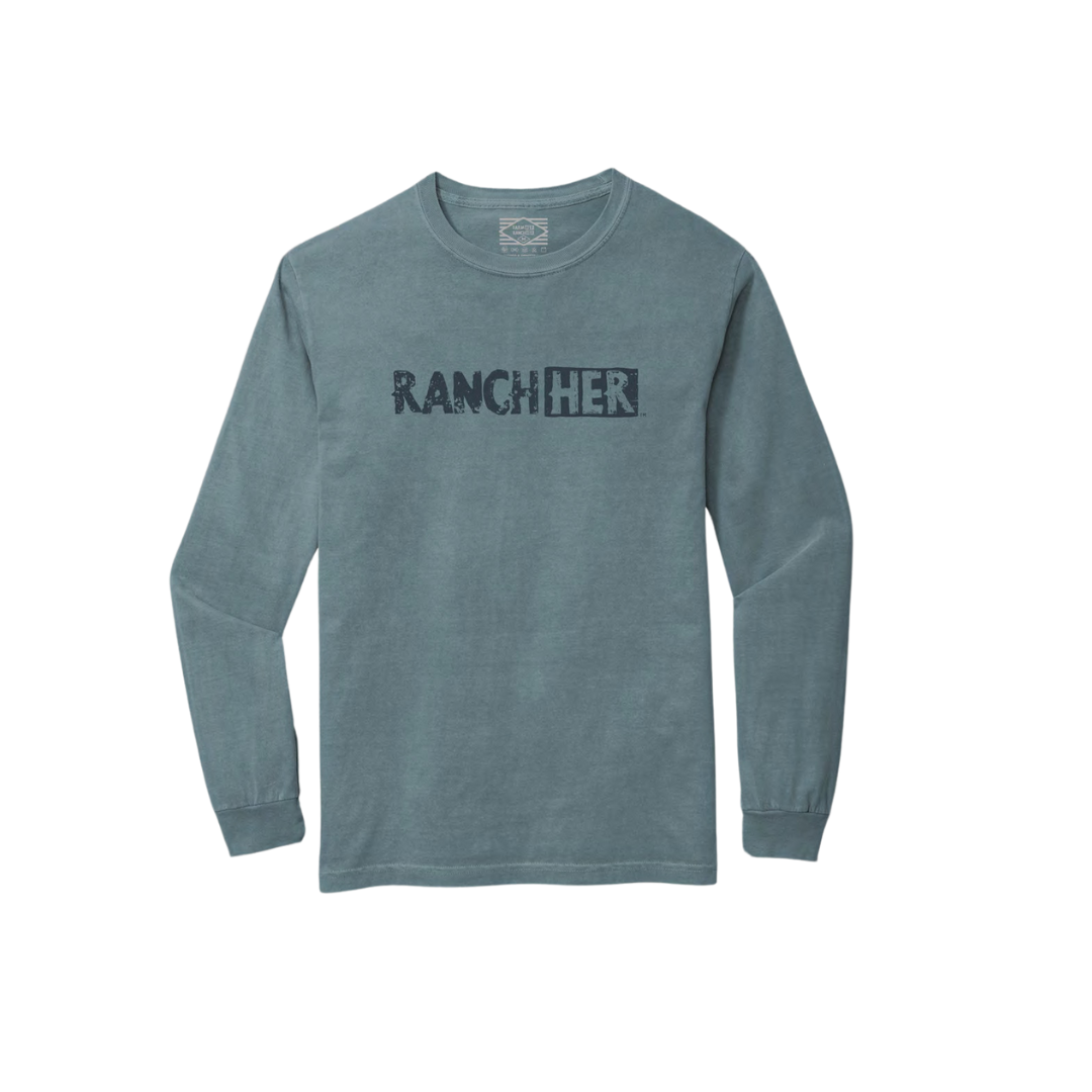 RanchHer Classic Logo Long Sleeve Shirt in Teal