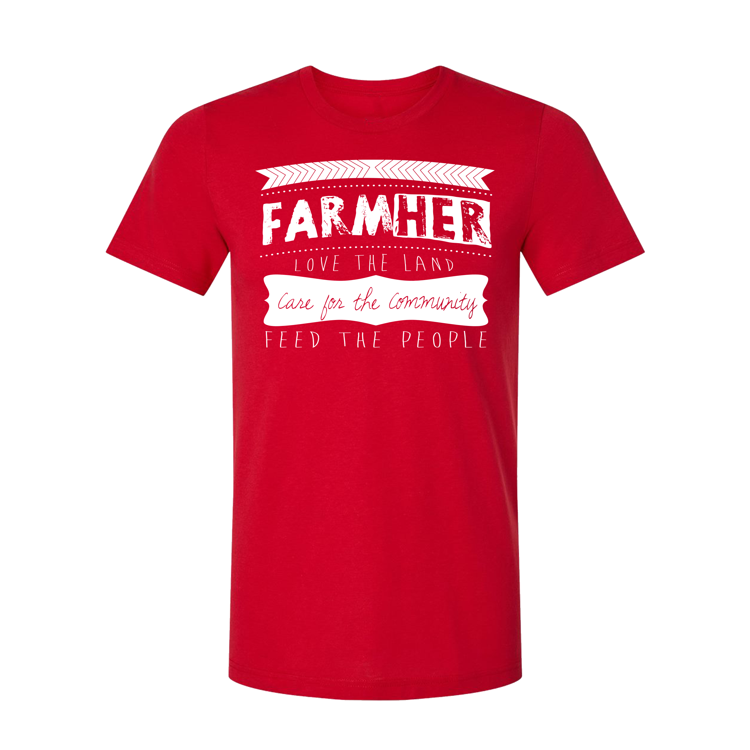 "Love The Land, Care for the Community, Feed The People" Red FarmHer T-Shirt