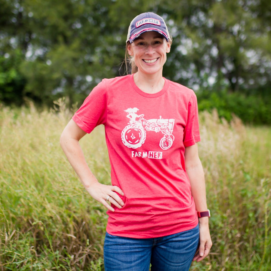 "Tractor Girl" FarmHer Red Graphic Tee