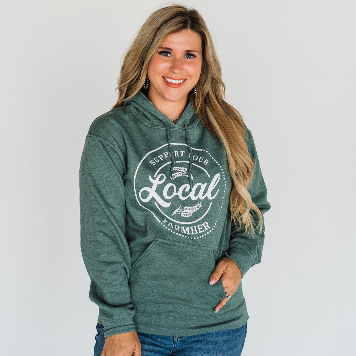 Sweatshirt "Support Your Local FarmHer" Forest Green