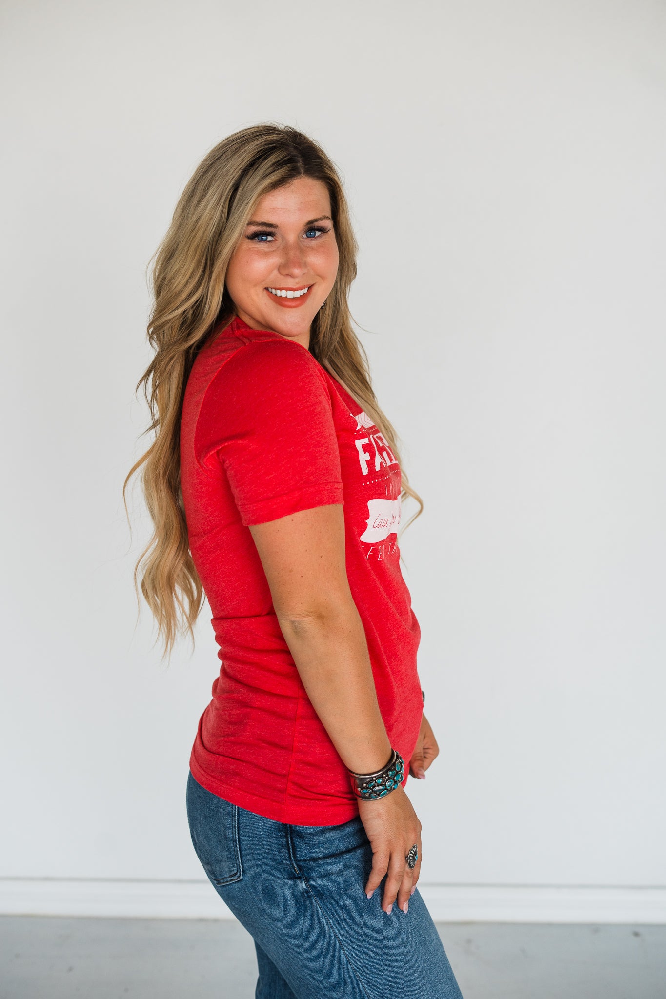 "Love The Land, Care for the Community, Feed The People" Red FarmHer T-Shirt
