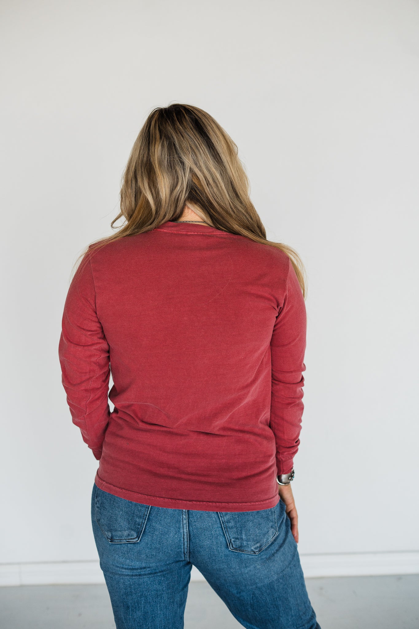 "Est 2013" Classic FarmHer Brick Red Long Sleeve Graphic Tee