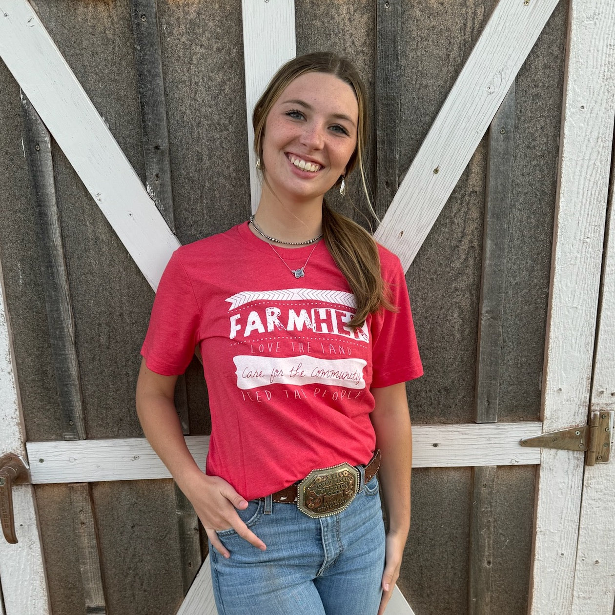 Love The Land, Care for the Community, Feed The People Red T-Shirt